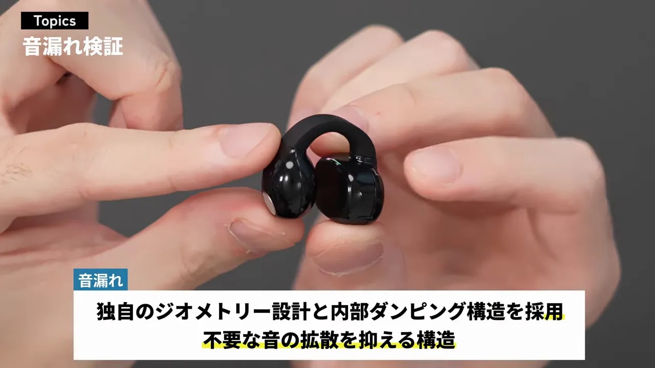ACCENTUM Clip本体と不要な音の拡散を抑える構造の説明