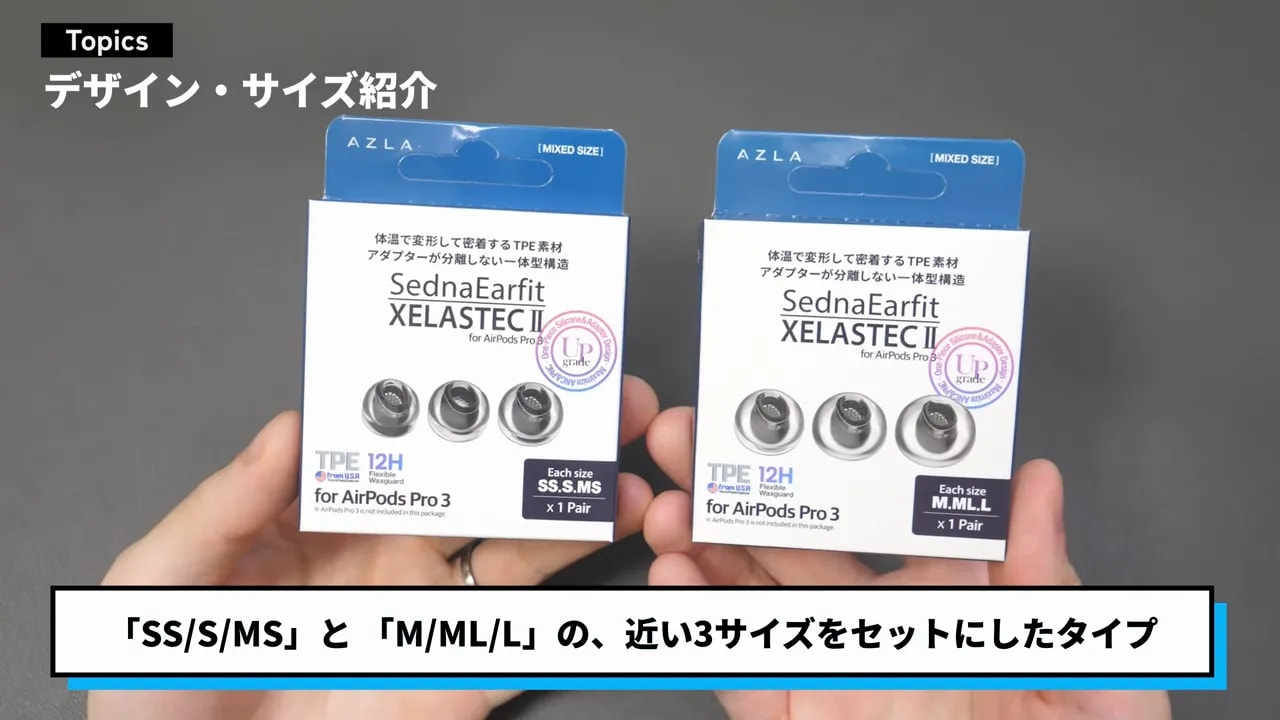 2種類の3サイズセットのパッケージ